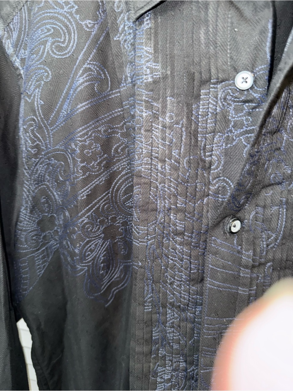 Robert Graham FICINO Black Embroidered Dress Shirt XL Flip Cuff - Picture 8 of 11